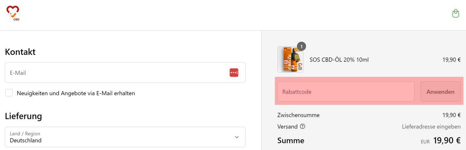 wie ist ein SOS-CBD Gutscheincode einzulösen